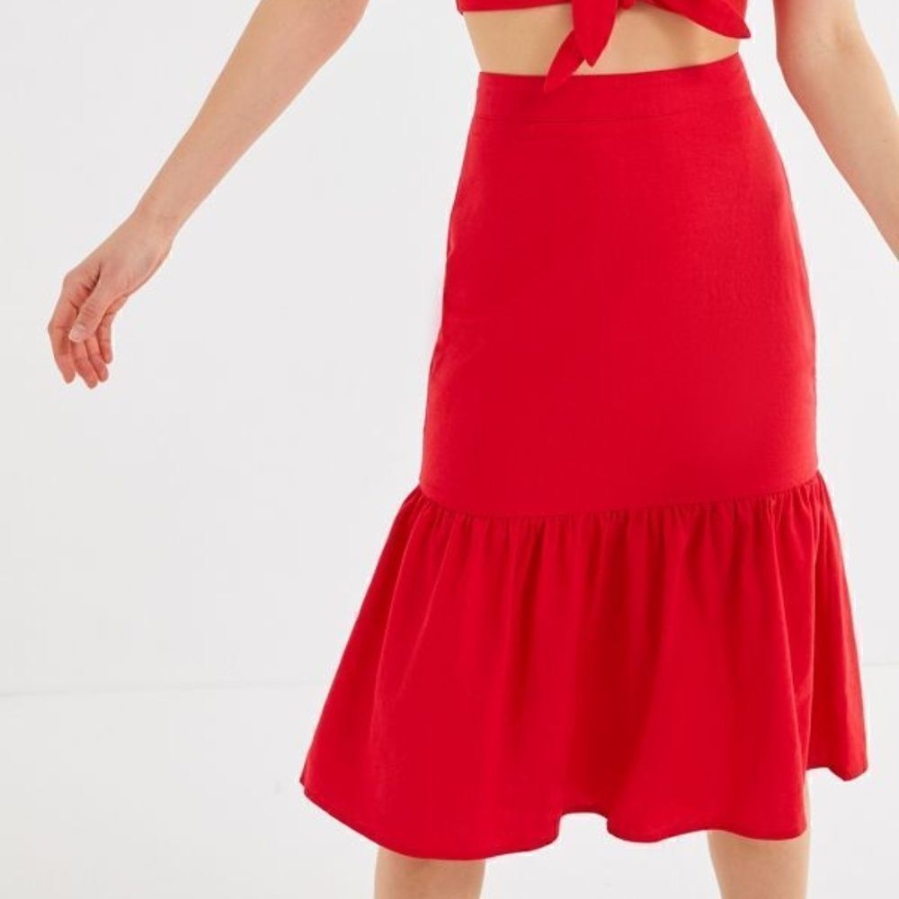 Urban Outfitters Emily Drop Waist Ruffle Skirt